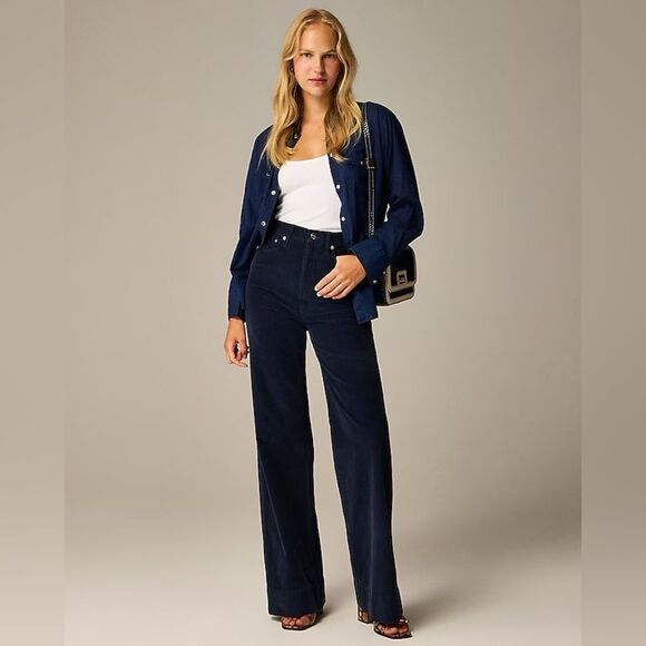 NWT J CREW Wide-leg corduroy trouser in black - Picture 2 of 6